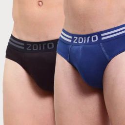 Zoiro Dark Blue & Black Cotton Regular Fit Briefs - Pack Of 2-image-61
