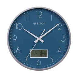 Titan Contemporary Blue Plastic Ana-Digi Wall Clock with Thermometer-13