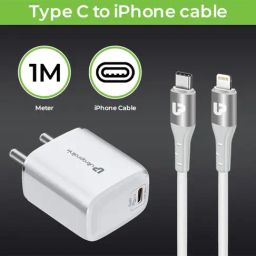 UltraProlink UM1102L Boost PD33L 33W GaN Charger With Type C Port, Type C to iPhone Cable (White) image 3