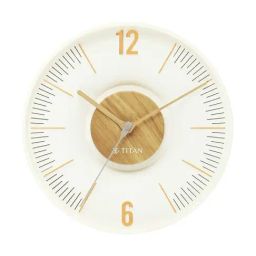 Titan Earth Flare White Plastic Wood Texture Wall Clock-34