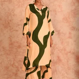 JHALAKK BY LAALZARI Printed Mandarin Collar Tunic With Palazzos Co-Ords-picture-6