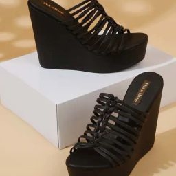 Flat N Heels Women's Black Casual Wedges-image-18
