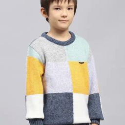Monte Carlo Boys Multi Colored Wool Blend Self Sweater image 3