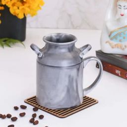 Clay Craft Grey Ceramic 8 cm Milk Mug (0.35 L) - Set of 2-image-28
