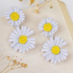 Joker & Witch White Maci Petal Floral Drop Earrings-image-67