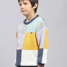 Monte Carlo Boys Multi Colored Wool Blend Self Sweater image 5