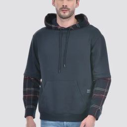 Numero Uno Deep Navy Checks Hooded Sweatshirt-picture-49