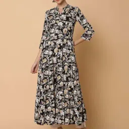 showoffff SHOWOFF Black Cotton Printed Anarkali Kurta-picture-8