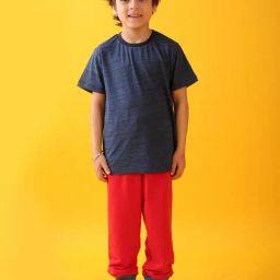 Anthrilo Boys Navy & Red Cotton Regular Fit Joggers Set-image-82