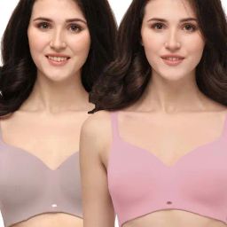 Soie Grey & Pink Non-Wired Full Coverage T-Shirt Bra - Pack of 2-76