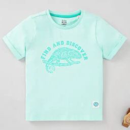 Ed-a-Mamma Kids Aqua Blue Printed T-Shirt-picture-39