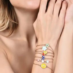 Zaveri Pearls Set of 7 Multicolor Enamel Contemporary Stack Bracelets-ZPFK14547-17