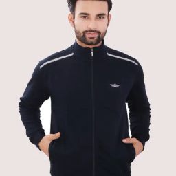 Force NXT Navy Cotton Regular fit Solid Jacket-80