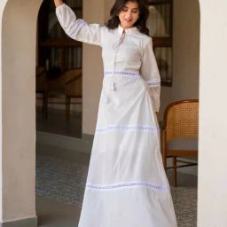 Label Shaurya Sanadhya White Cotton Layered Gown-picture-48