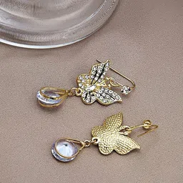 styledose Sterling Silver Stone Studded Butterfly Shaped Drop Earrings-35