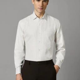 Louis Philippe White Cotton Regular Fit Checks Shirt-picture-42