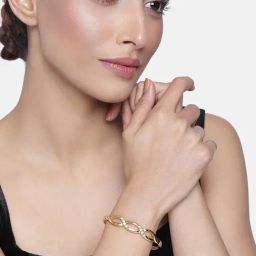 Estele Gold-Plated DNA Twist Bracelet with Austrian Crystals for Women-7