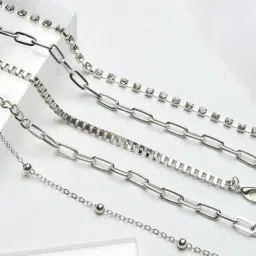 Joker & Witch Toggle Silver Chain Bracelet - Set of 5-image-1