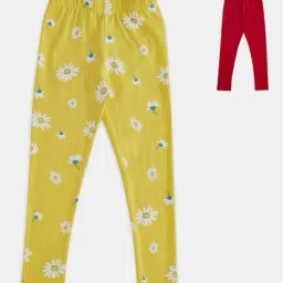 Pantaloons Junior Yellow & Red Floral Print Leggings-picture-0