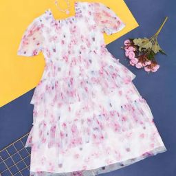 Pantaloons Junior Off-White & Pink Cotton Printed Dress-image-29