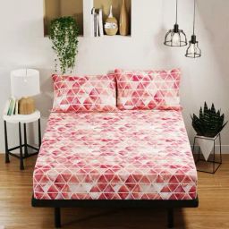 BIANCA Platinum Maroon Cotton 144 TC Double Size Bed Sheet With Pillow covers-picture-20