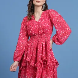 Melon by PlusS Pink Printed A-Line Dress-image-15