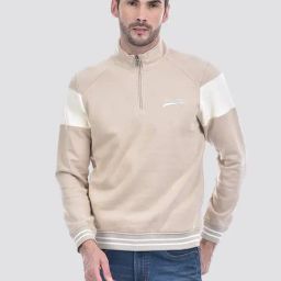 Numero Uno Beige Colour-Block Sweatshirt-picture-13