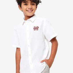 Bonkids Boys Spread Collar Casual Cotton Shirt With Mickey Mouse Embroidery-image-3