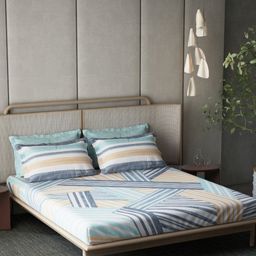 DDecor Geometric 180 TC Cotton King Bedsheet with 4 Pillow Covers-image-31