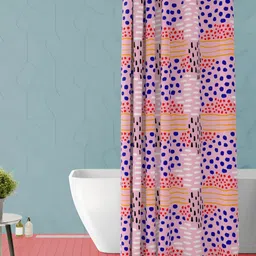 ArtzFolio Pink & Red Geometric Printed Waterproof Shower Curtain-4