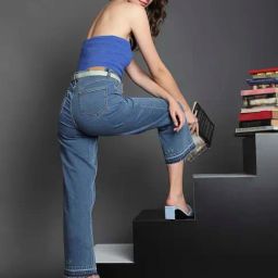 Vero Moda Blue Cotton Regular Fit High Rise Jeans-image-36