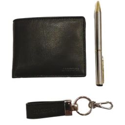 SASSORA Black Solid Bi-Fold Wallet, Keychain & Pen Combo Set-picture-11