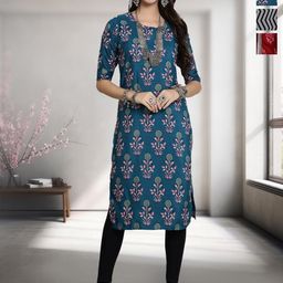 HERE&NOW Women Ethnic Motifs Printed Crepe Kurta-image-2