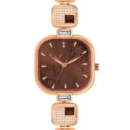 WHITE BIRD Women Brass Printed Dial & Bracelet Style Straps Analogue Watch 6024 Rose D Brown-picture-8