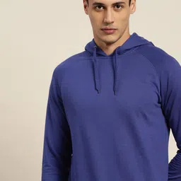 ether Men Navy Blue Solid Hooded Sweatshirt-image-28