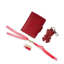 SASSORA Red Solid Rfid Wallet, Keychain & Rakhi Combo Set-image-21
