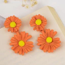 Joker & Witch Orange Maci Petal Floral Drop Earrings-41