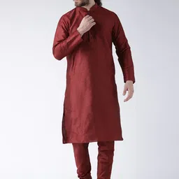 DEYANN Men Maroon Solid Kurta with Churidar-picture-17