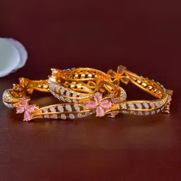 Zevarly Pack Of 2 Gold-Plated Bangle-image-5