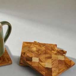 Fabindia Brown Wood Aavegh Inlay Coasters - Set of 4-27