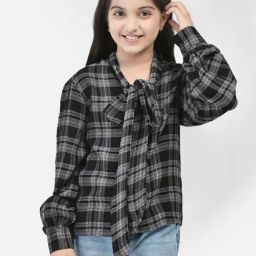 Crimsoune Club Kids Black Checks Full Sleeves Shirt-picture-8