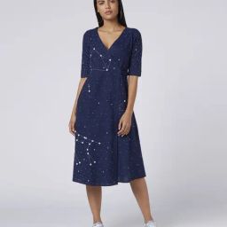 Okhai Navy Pure Cotton Hand Embroidered A-Line Dress-image-29