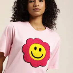 Dillinger Pink Graphic Cotton Oversized T-Shirt-image-63