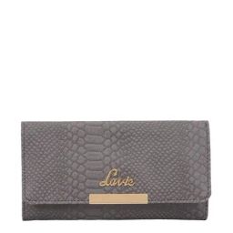 Lavie Trifiano Grey Textured Tri-Fold Wallet for Women-picture-19