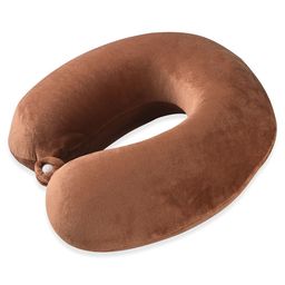 Kuber Industries Brown Memory Foam Filled Travel Pillow-2