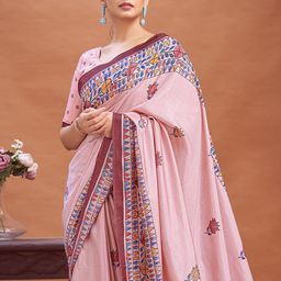 KALINI Floral Silk Blend Block Print Saree-picture-3
