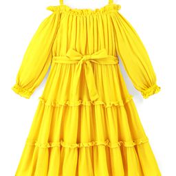 Pine Kids Full Sleeves Mid Calf With Cotton Lining Dress - Gold Finch-image-79