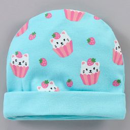 Babyhug 100% Cotton Caps Printed Blue - Diameter 15 cm-image-96