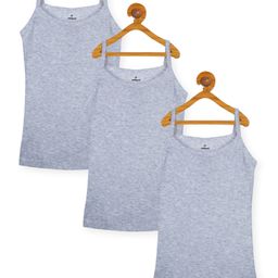 Kiddopanti Pack Of 3 Sleeveless Solid Tank Tops - Grey Melange-image-43