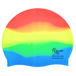 KARBD Silicone Universal Size Swimming Cap - Multicolor Rainbow Mix-12